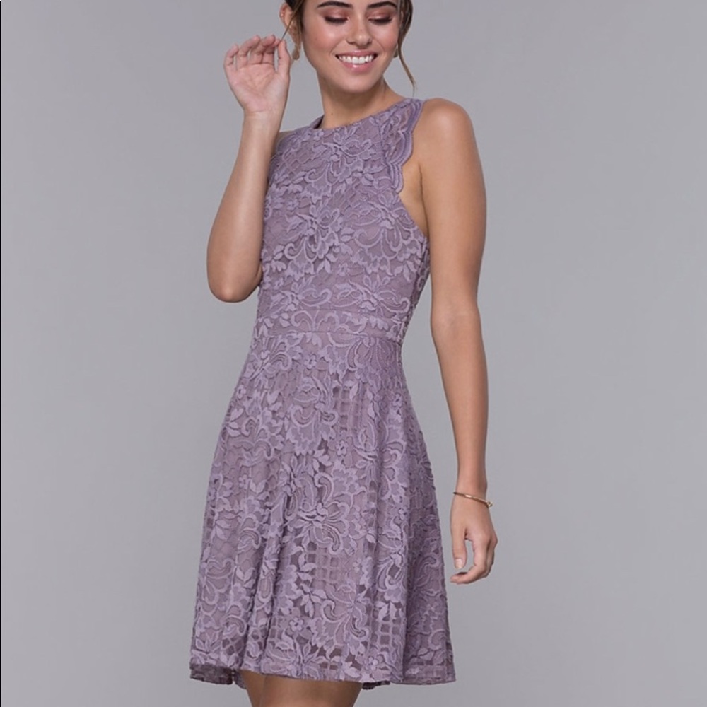 Short Lilac Purple Lace Racerback Party Dress